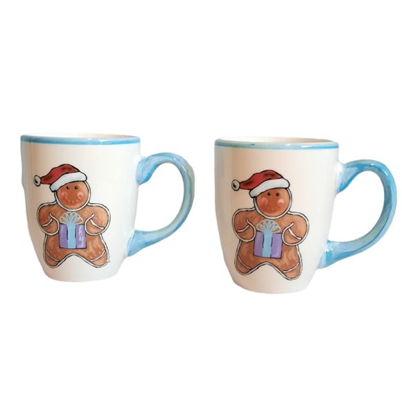 Tabletops Gallery Christmas Pal Gingerbread Man Hand Painted Coffee Mugs 12 oz. - Picture 2 of 4